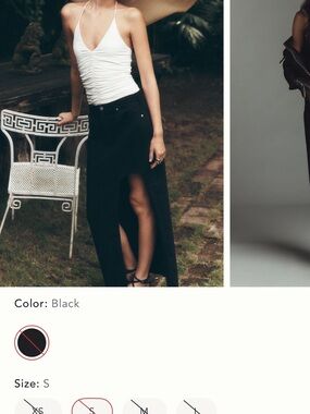 dolan Black Midi Skirt with Front Thigh Slit